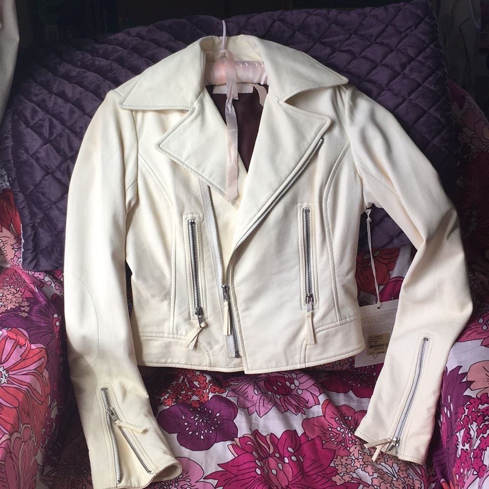 True Religion lambskin leather moto jacket size xs